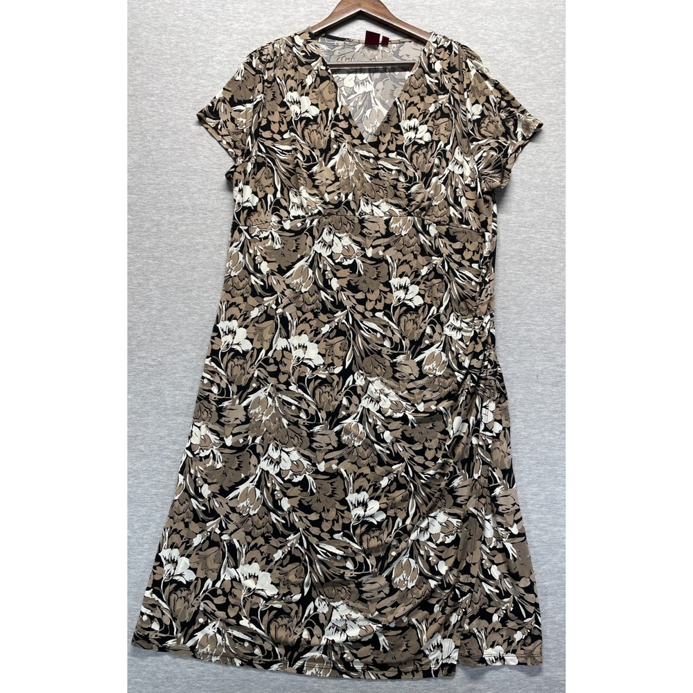 212 Collection Maxi Dress Womens XL Multicolor Floral Ruching One Side V-Neck